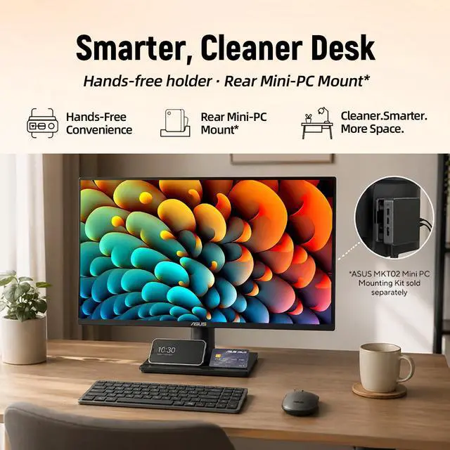 Alt view image 4 of 7 - 27 inch 1440p Monitor, QHD(2560 x 1440), 75Hz, 1ms MPRT, 99% sRGB, Adaptive-Sync, HDMI, DisplayPort, VGA, Built-in Speakers, Low Blue Light, Eye Care, Flicker-Free, VESA Mountable