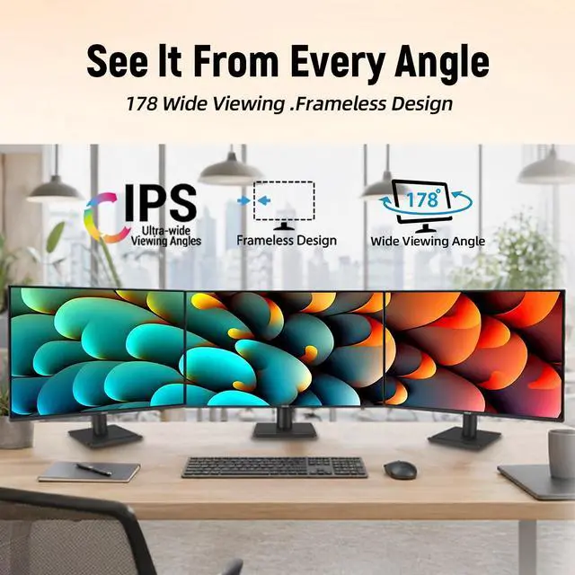 Alt view image 5 of 7 - 27 inch 1440p Monitor, QHD(2560 x 1440), 75Hz, 1ms MPRT, 99% sRGB, Adaptive-Sync, HDMI, DisplayPort, VGA, Built-in Speakers, Low Blue Light, Eye Care, Flicker-Free, VESA Mountable