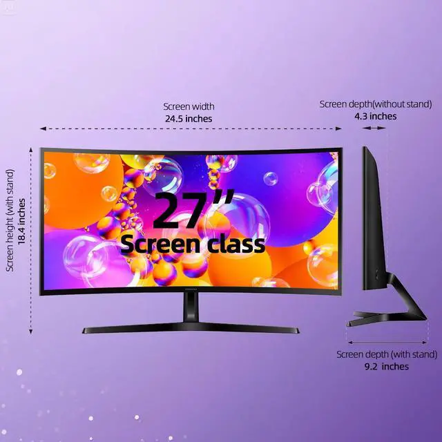 Alt view image 5 of 7 - 27 inch FHD Gaming Monitor, S3 Series, 100Hz, 1800R Curved, G-Sync Compatible, Contrast Ratio 3000:1, Flicker-Free, Game Mode, HDMI & VGA, Ultra-Slim, Tilt Adjustment, Black