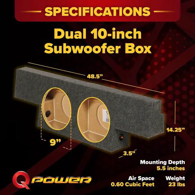 Alt view image 3 of 7 - QPower Dual 10in Behind Seat Forward Fire Subwoofer Enclosure, Sub Box Compatible with Chevy Silverado 1500 and GMC Sierra 1500 Heavy Duty 2004-2006