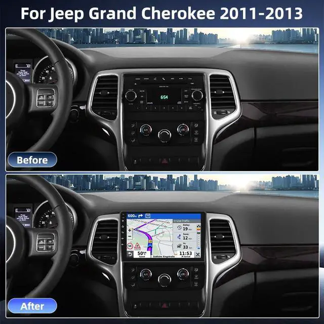 Alt view image 2 of 7 - 10'' Android 14 Car Stereo Radio for Jeep Grand Cherokee 2011-2013, Touch Screen Radio with Carplay Android Auto GPS SWC Bluetooth WiFi FM RDS DSP Mirror Link Split Screen MIC Backup Camera