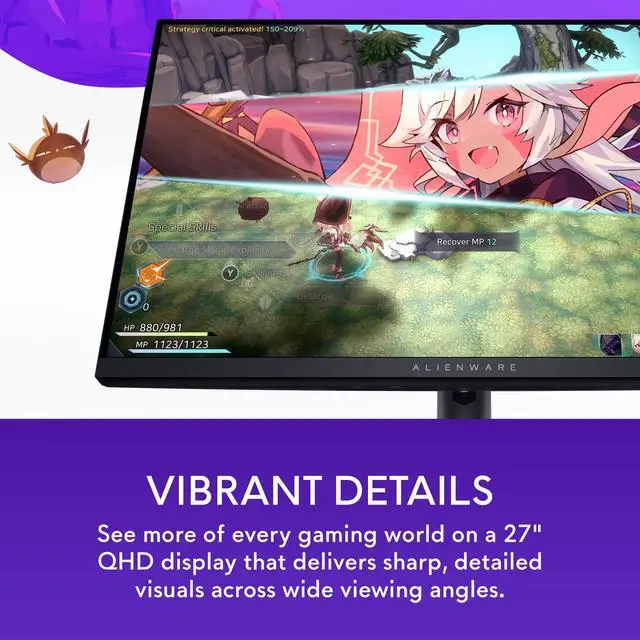Alt view image 5 of 7 - AW2724DM Gaming Monitor - 27" QHD (2560 x 1440) 180Hz w Overclock, AMD FreeSync Premium Pro, NVIDIA G-SYNC, VESA Display - Black,Black/Silver