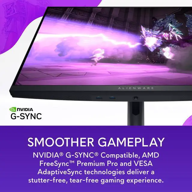 Alt view image 6 of 7 - AW2724DM Gaming Monitor - 27" QHD (2560 x 1440) 180Hz w Overclock, AMD FreeSync Premium Pro, NVIDIA G-SYNC, VESA Display - Black,Black/Silver