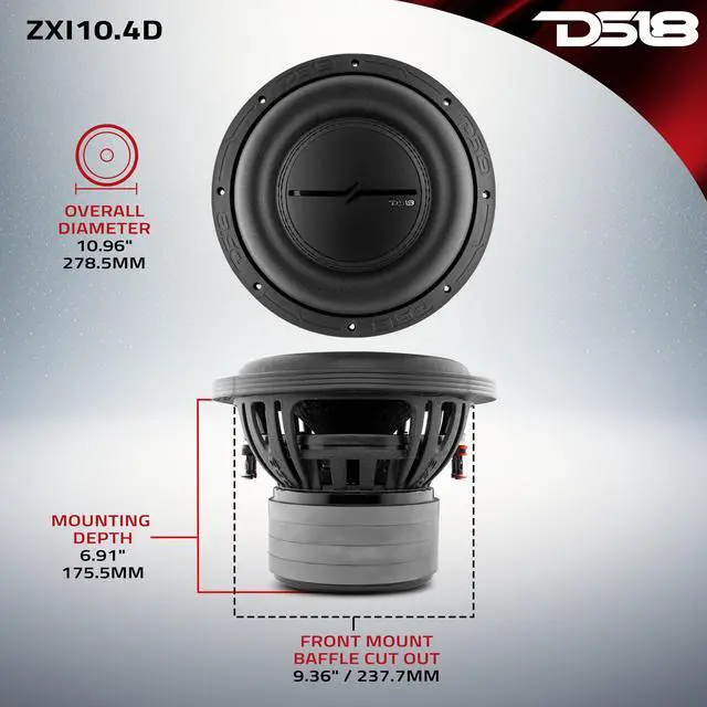 Alt view image 5 of 7 - ZXI10.4D 10 Inches High Excursion Car Audio Subwoofer 1600W Watts Dual Voice Coil 4-Ohm 4 Magnets (1 Speaker), Black