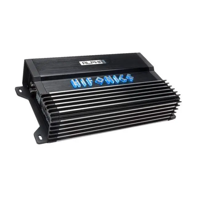 Alt view image 2 of 6 - Alpha A1200.1D Amplifier 1000 Watt, Super Class D, Mono, Auto on, Nickel Plated, Remote Control, Aluminum Heat Sink, Silver/Blue