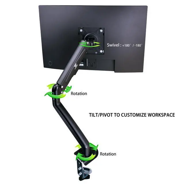 Alt view image 7 of 7 - TUF 27" 240Hz FHD Curved Gaming Monitor with Adj Tilt/Swivel/Height | Flicker-Free, Adaptive-sync, AMD FreeSync Premium, VESA Mount, HDMI, Displayport w/DKZ Hub, ErgoFlexy Single Mount Arm