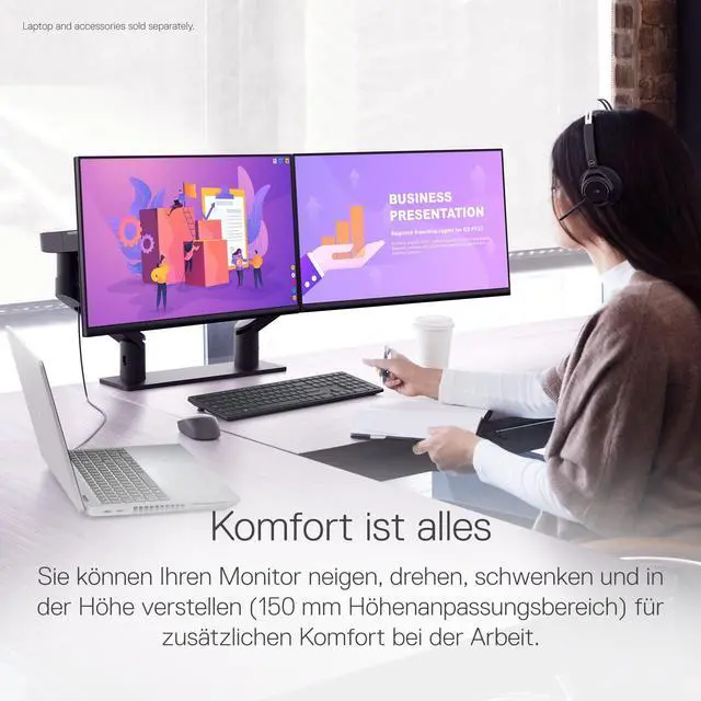 Alt view image 4 of 7 - P2422H 24 Inch Full HD (1920 x 1080) Monitor, 60Hz, IPS, 5ms, 99% sRGB, DisplayPort, HDMI, VGA, 5x USB, Black