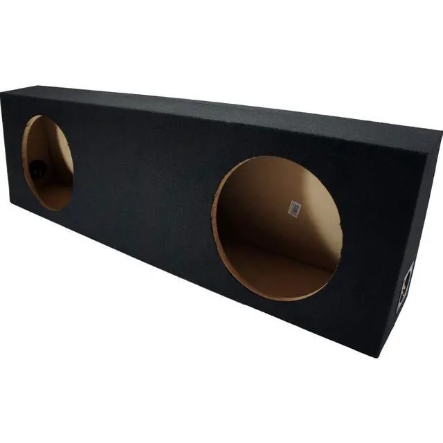Alt view image 3 of 5 - Dual 12 Inch Subwoofer Box Regular Cab Truck Sub Enclosure 5/8" MDF - ASC | 2 woofer wedge design, angled behind-seat fit, empty speaker housing for your drivers, durable dense build, black finish