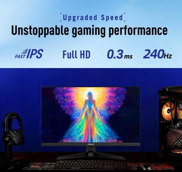 Alt view image 4 of 7 - TUF 24.5" Gaming Monitor, FHD 1080p, Fast IPS, 240Hz, 0.3ms, AMD FreeSync Premium, G-SYNC Compatible, 99% sRGB, ELMB Sync, DisplayPort, HDMI, Eye Care, DisplayWidget, Gaming AI, Tilt Adjustment