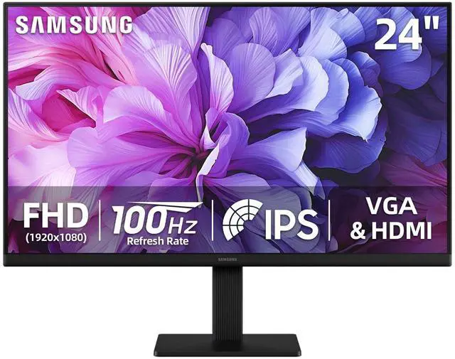 Main image of S24 inch IPS FHD (1920x1080) Monitor, 100Hz Refresh Rate, 5ms, AMD FreeSync, Ergonomic Design, Eye Care, Flicker-Free, Game Mode, HDMI & VGA, Tilt Adjustment, Black