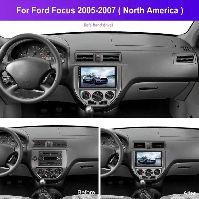Alt view image 2 of 7 - 7 inch Touchscreen Car Stereo Fit for Ford Focus 2005 2006 2007, Android 13 Car Radio with Carplay & Android Auto GPS Navigation BT Mirror Link WiFi Backup Camera 2+64G