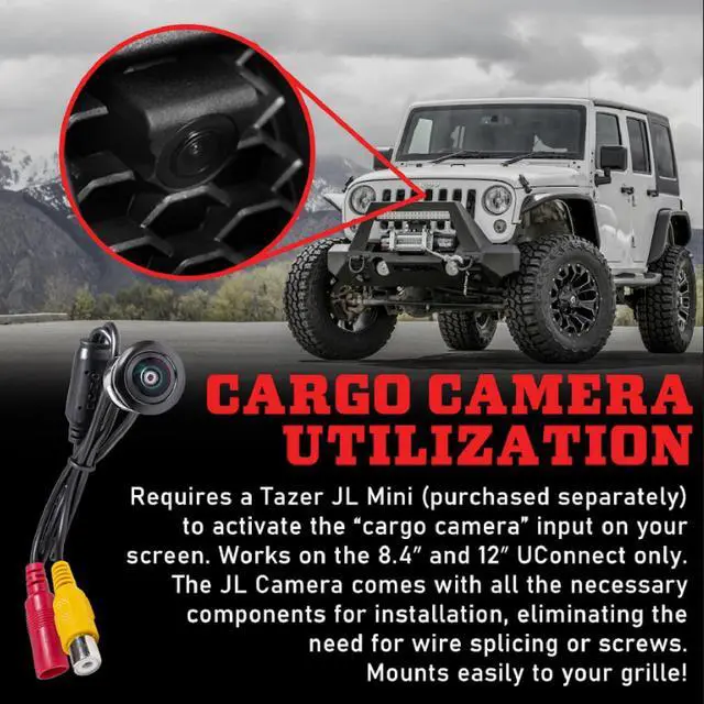Alt view image 5 of 7 - JL Front Camera Kit fits 2018-2023 Wrangler JL | Grille-Mounted | Standard Definition Cam | Easy Installation | Perfect for Trails and Parking | Works on 8.4 Uconnect Only