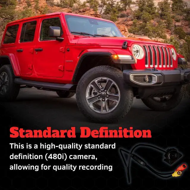 Alt view image 6 of 7 - JL Front Camera Kit fits 2018-2023 Wrangler JL | Grille-Mounted | Standard Definition Cam | Easy Installation | Perfect for Trails and Parking | Works on 8.4 Uconnect Only