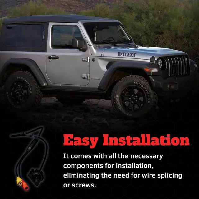 Alt view image 7 of 7 - JL Front Camera Kit fits 2018-2023 Wrangler JL | Grille-Mounted | Standard Definition Cam | Easy Installation | Perfect for Trails and Parking | Works on 8.4 Uconnect Only