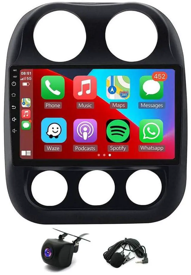 Main image of Double Din Car Stereo for Jeep Compass Patriot 2010-2016 10 Inch HD Touch Screen Android 13 Car Audio Multimedia Receiver with CarPlay Android Auto GPS Radio Navigation Bluetooth Camera(2+32G)