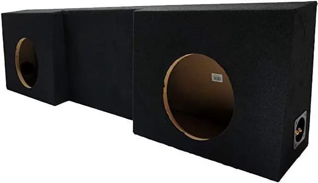 Alt view image 3 of 4 - Fits Chevy Silverado GMC Sierra 1988-2006 Regular Cab Dual 12" Sub Box ASC | Behind-seat single truck wedge design, 12 inch twin subwoofer openings, deep bass upgrade for pickup interiors