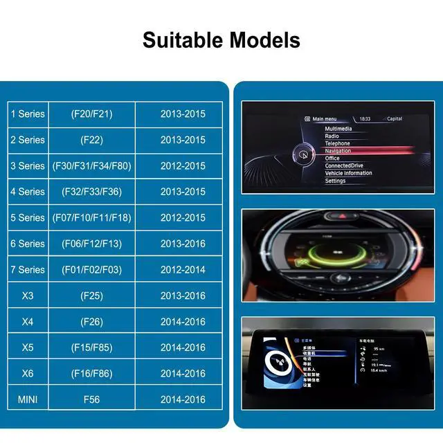 Alt view image 4 of 7 - Wireless CarPlay Android Auto Retrofit for BMW NBT System 2012-2016, 6-Pin LVDS Decoder Box with OEM Control Mirror Link Backup Camera DSP Plug and Play