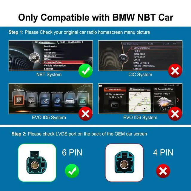 Alt view image 5 of 7 - Wireless CarPlay Android Auto Retrofit for BMW NBT System 2012-2016, 6-Pin LVDS Decoder Box with OEM Control Mirror Link Backup Camera DSP Plug and Play