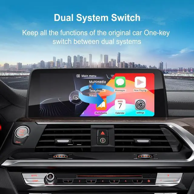 Alt view image 7 of 7 - Wireless CarPlay Android Auto Retrofit for BMW NBT System 2012-2016, 6-Pin LVDS Decoder Box with OEM Control Mirror Link Backup Camera DSP Plug and Play