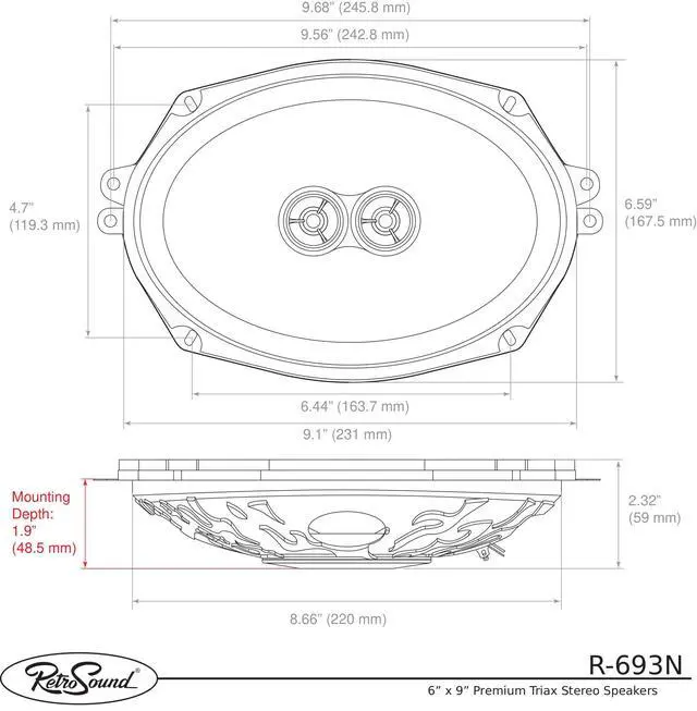 Alt view image 7 of 7 - RetroSound R-693N 6" x 9" Stereo Replacement Speaker