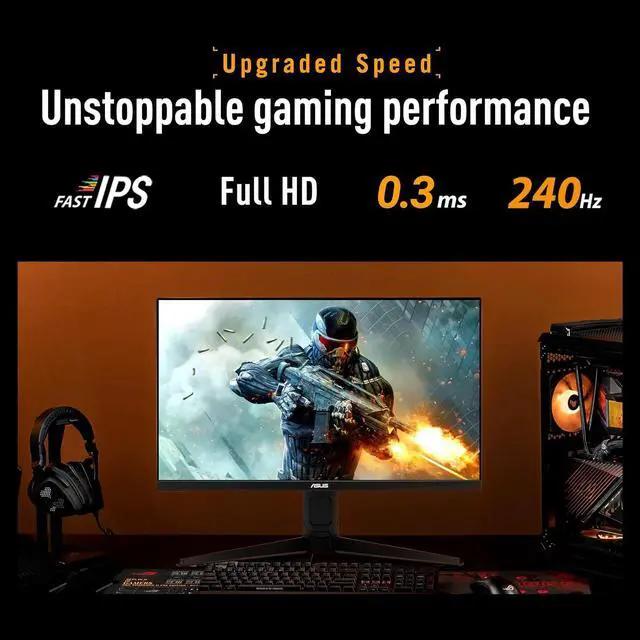 Alt view image 5 of 7 - TUF Gaming 24" FHD Monitor, 240Hz, 0.3ms, Fast IPS, 99% sRGB, G-SYNC Compatible, ELMB, AMD FreeSync, Gaming AI, DisplayWidget, DisplayPort & 2 x HDMI, Height/Tilt/Pivot/Swivel, VESA, Black