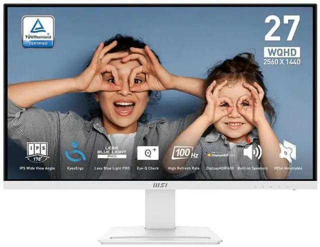 Main image of PRO MP273QW E2 AMZ 27-inch IPS 2560 x 1440 (QHD) Computer Monitor, 100Hz, Adaptive-Sync, HDMI, VESA Mountable, Tilt, Speaker, 1ms, White