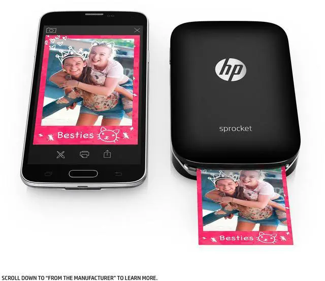 Alt view image 7 of 7 - Portable Photo Printer, Print Social Media Photos on 2x3 Sticky-Backed Paper - Black (X7N08A)