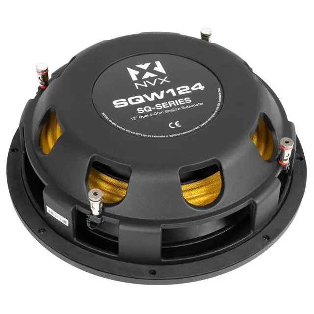 Alt view image 7 of 7 - SQW124 12" SQ-Series Shallow-Mount Car Subwoofer | 1200W Peak / 600W RMS, Dual 4-Ohm, Die-Cast Aluminum Basket, Compact Depth Design