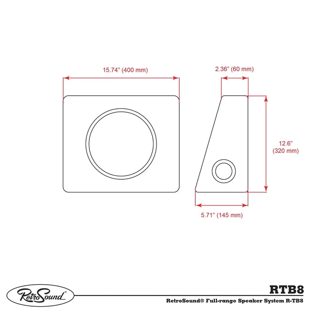 Alt view image 6 of 6 - R-TB8 8" Full Range Truck Box W/Gray Carpeting Soft Dome Tweeters & Chrome Push Speaker Terminals (Pair)