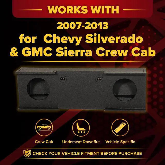 Alt view image 2 of 7 - QPower QBomb Easy Set Dual Ported 12 inch Subwoofers Box Enclosure Car Audio with Bedliner Spray for GMC Chevy Crew Cab 2007-2013