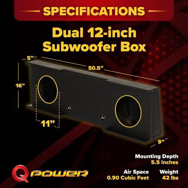Alt view image 3 of 7 - QPower QBomb Easy Set Dual Ported 12 inch Subwoofers Box Enclosure Car Audio with Bedliner Spray for GMC Chevy Crew Cab 2007-2013