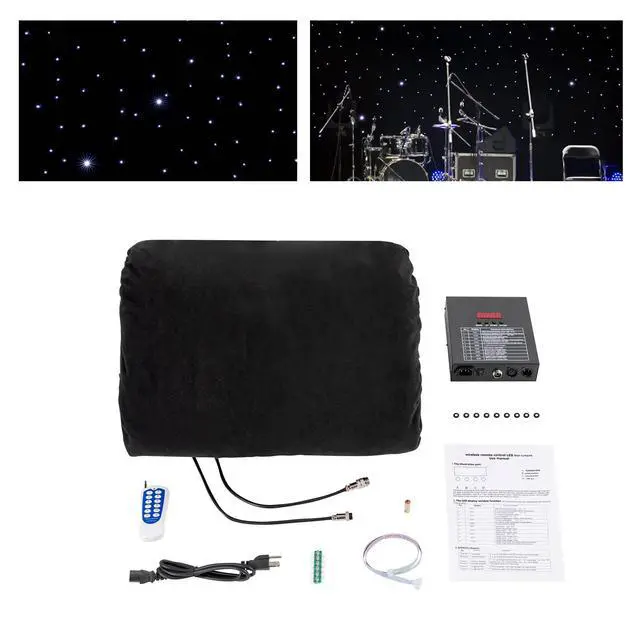 Alt view image 7 of 7 - LED Background 13FTx13FT White Backdrop LED Star Curtain with DMX Control Fire Retardant Star Background for Wedding Party DJ Event Stage Show