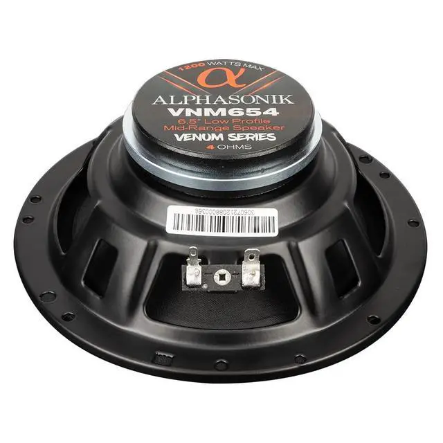 Alt view image 6 of 6 - 1 Pair of VNM654 VENUM PRO Series 6.5" 1200 Watts Max 300 Watts RMS Shallow Mount Mid-Range Speakers for Car Audio and Harley Davidson Motorcycles, 4-Ohm, Stamped Basket, Neodymium Magnet