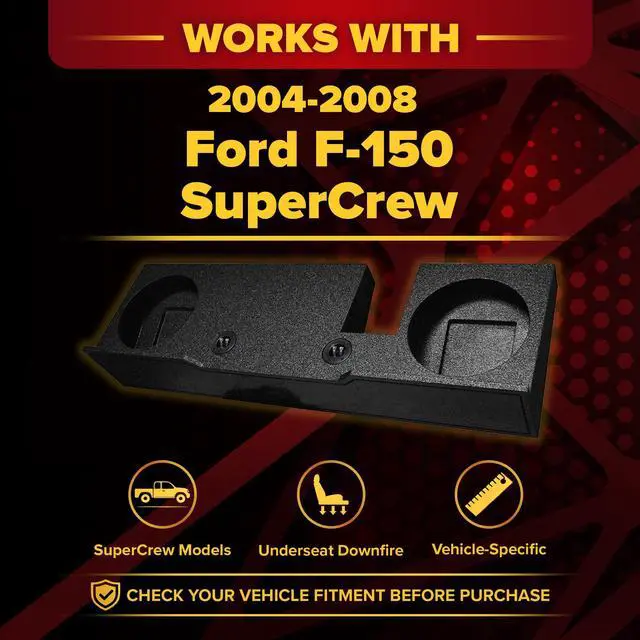 Alt view image 2 of 7 - QPower Underseat Downfire Dual 12in Sealed Subwoofer Enclosure, Sub Box Compatible with Ford F-150 SuperCrew 2004-2008
