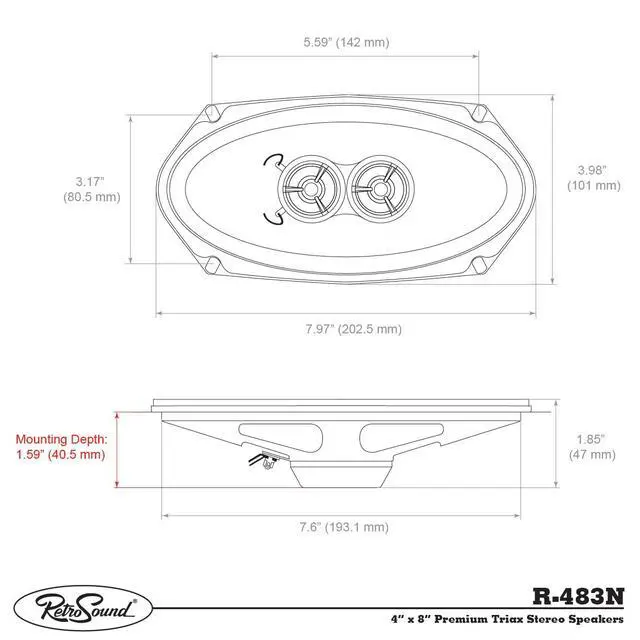 Alt view image 4 of 4 - RetroSound R-483N 4" x 8" Stereo Replacement Speaker