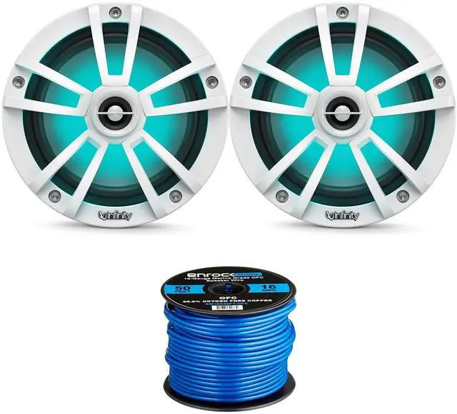 Main image of Infinity 6.5" LED Marine Speakers (Qty 2) 1 Pair of OEM Replacement Speakers w/ Enrock 50ft Wire (RGB+White) 6MBLW