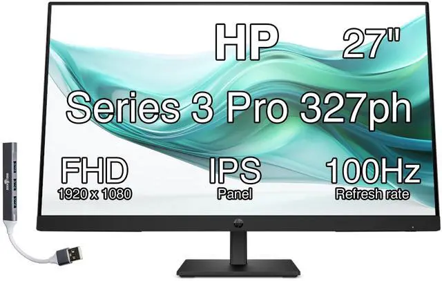Main image of Series 3 Pro 327ph 27" IPS w/5ms Response Time, Flicker Free Monitor | Built-in 2x2W Speakers, Height Adjustable, Anti-Glare, VESA Mount (100mm), HDMI & Dockztorm USB Port Expander (B0CG8UT#ABA)