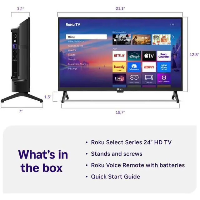 Alt view image 2 of 7 - 24R2E5KIT1 24 inch Class Select Series 720p HD LED Smart TV TV Platform WiFi HDMI Input Mobile App Compatible Inc