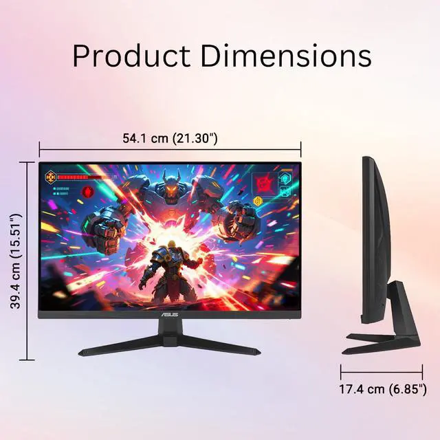 Alt view image 6 of 6 - TUF Gaming 24" FHD Monitor, 146Hz, 1ms, IPS, 125% sRGB, ELMB, GamePlus, AMD FreeSync, Low Blue Light, Speakers, Variable Overdrive, DisplayWidget Center, DisplayPort & HDMI, Tilt, VESA, Black