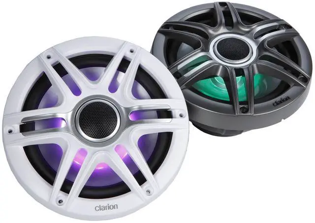 Main image of CMSP-771RGB-SWG Premium 7.7-inch Coaxial Marine Speakers with Built-in RGB Illumination, 60W RMS, with White & Gray Metallic Grilles