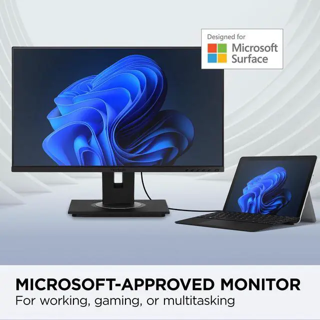Alt view image 3 of 7 - VG245 24 Inch 1080p Monitor Designed for Surface, IPS Display for Smooth Home and Office Productivity, Advanced Ergonomics, 60W USB-C, HDMI, and DisplayPort Inputs