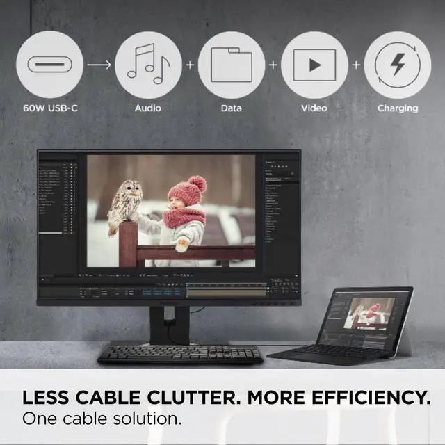 Alt view image 4 of 7 - VG245 24 Inch 1080p Monitor Designed for Surface, IPS Display for Smooth Home and Office Productivity, Advanced Ergonomics, 60W USB-C, HDMI, and DisplayPort Inputs