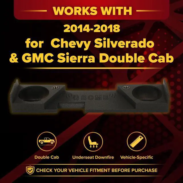 Alt view image 2 of 7 - QPower Dual 10" Underseat Downfire Subwoofer Box for Chevy/GMC Double Cab | Sub Box Compatible with Chevy Silverado Double Cab and GMC Sierra Double Cab 2014-2018