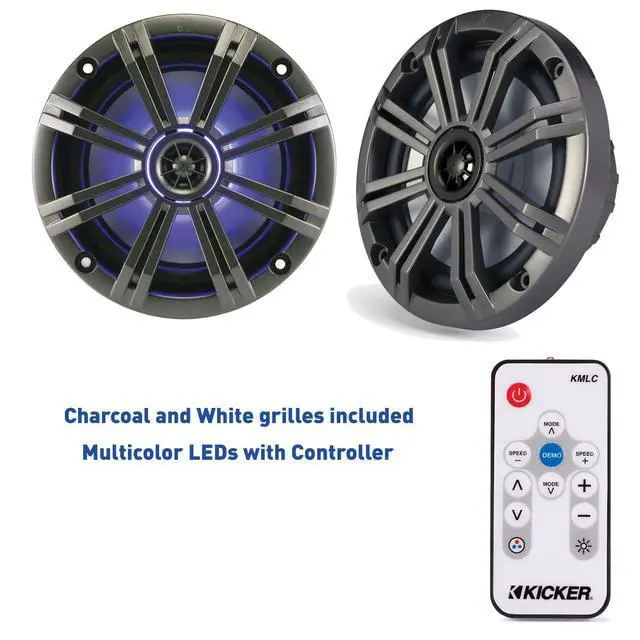 Alt view image 2 of 4 - 6.5" Inch KM-Series Marine Speaker Bundle 41KM654LCW with 41KMLC LED Remote