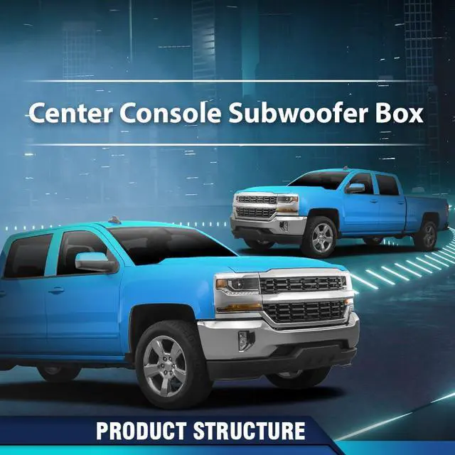 Alt view image 2 of 7 - 12" Center Console Subwoofer Sub Box, Fit Chevy/GMC Crew Cab 200-2013 | 12" Center Console Subwoofer Sub Box Compatible with Chevy/GMC Crew Cab 2007 2008 2009 2010 2011 2012 2013 Black