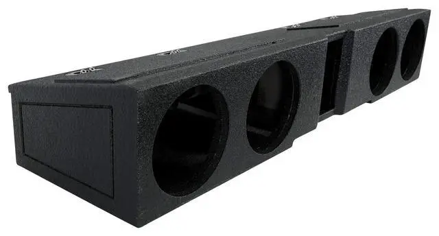 Alt view image 4 of 7 - REC121 Quad 8" Bed Liner Finished Sub Box with 33Hz Tuning | 0.80 Cu Ft Per Sub, Spring Terminals, 11.25" Mounting Depth, Fits Ford 2009-2020 F150 Super Crew, 2017-2020 F250/F350