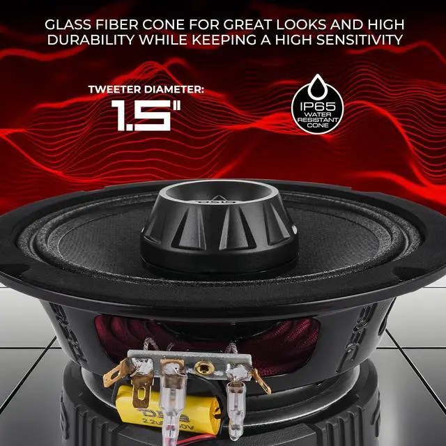 Alt view image 3 of 7 - PRO-ZT6 6.5" Water Resistant Mid-Range Loudspeaker with Built-in Bullet Tweeter and Grill 450 Watts 4-Ohm - Black Metal Mesh Grill Included - 2 Speakers