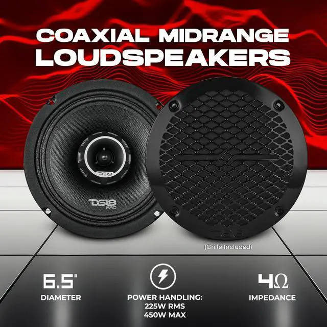 Alt view image 2 of 7 - PRO-ZT6 6.5" Water Resistant Mid-Range Loudspeaker with Built-in Bullet Tweeter and Grill 450 Watts 4-Ohm - Black Metal Mesh Grill Included - 2 Speakers