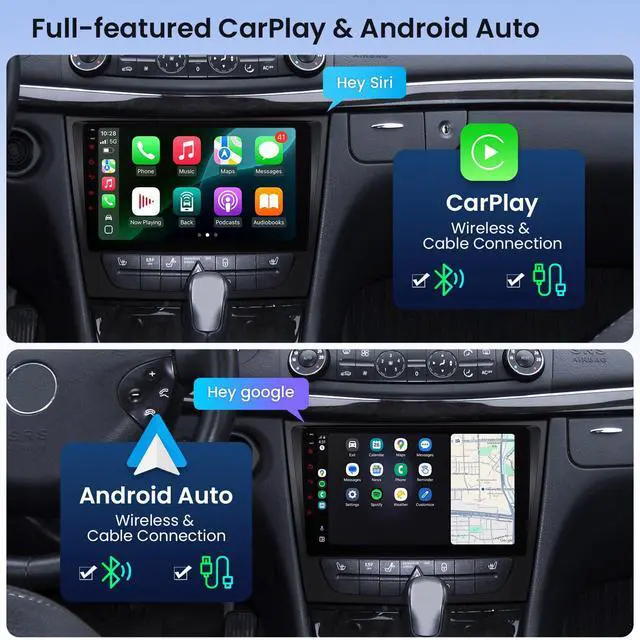 Alt view image 6 of 7 - Android 14 Car Stereo for Mercedes Benz E Class W211 W219, 9 Inch IPS Touch Screen Octa Core Car Radio GPS Navigation Bluetooth Built-in DSP Head Unit Wireless CarPlay Android Auto (4+64GB)