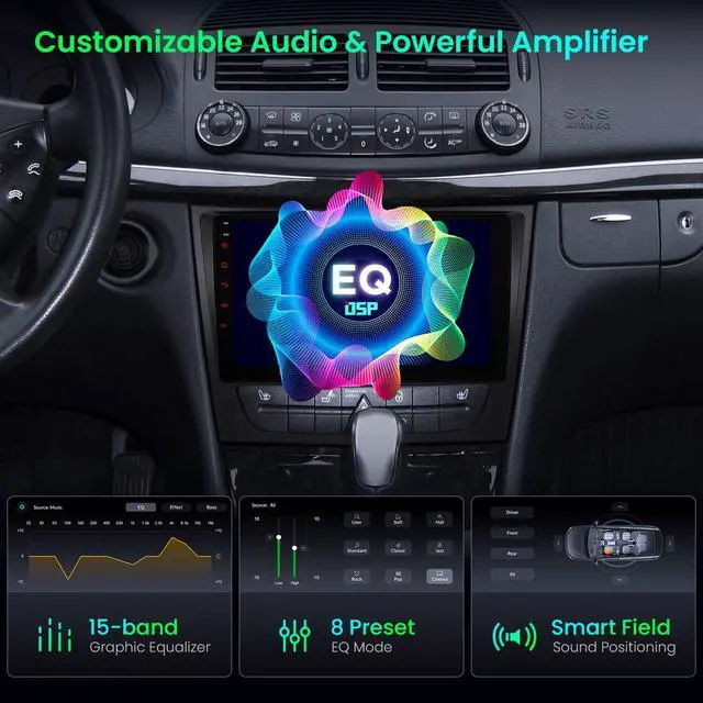Alt view image 7 of 7 - Android 14 Car Stereo for Mercedes Benz E Class W211 W219, 9 Inch IPS Touch Screen Octa Core Car Radio GPS Navigation Bluetooth Built-in DSP Head Unit Wireless CarPlay Android Auto (4+64GB)